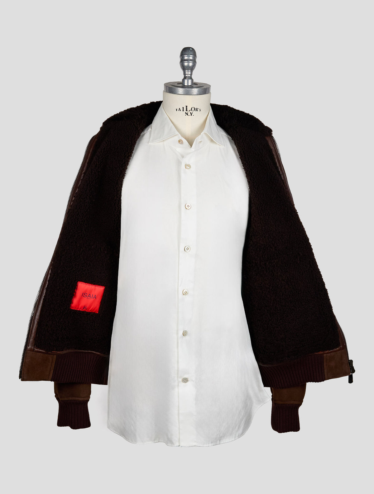 Isaia Brown Leather Lambskin Coat