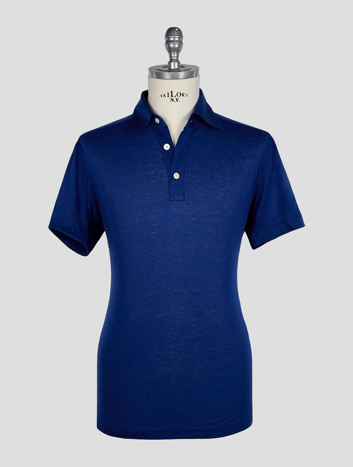 Kiton Electric Blue Lyocell Cotton Linen Polo Positano