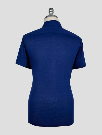 Kiton Electric Blue Lyocell Cotton Linen Polo Positano