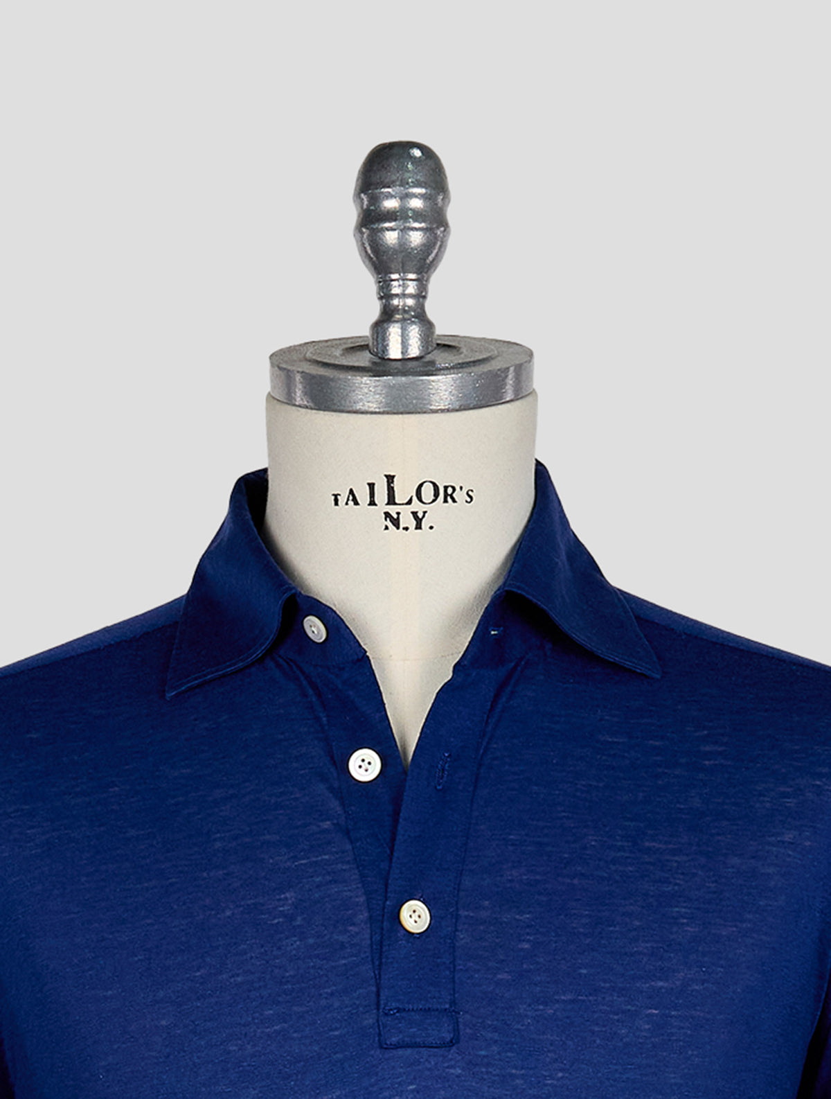 Kiton Electric Blue Lyocell Cotton Linen Polo Positano