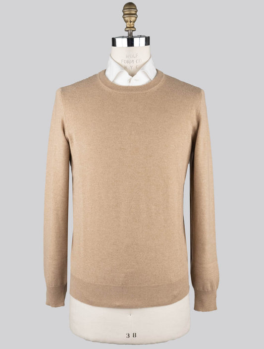 Brunello Cucinelli Hnědý kašmírový svetr s výstřihem