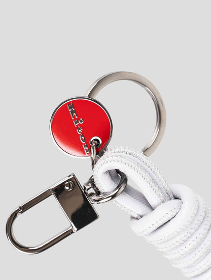 Kiton Gray Leather Keychain