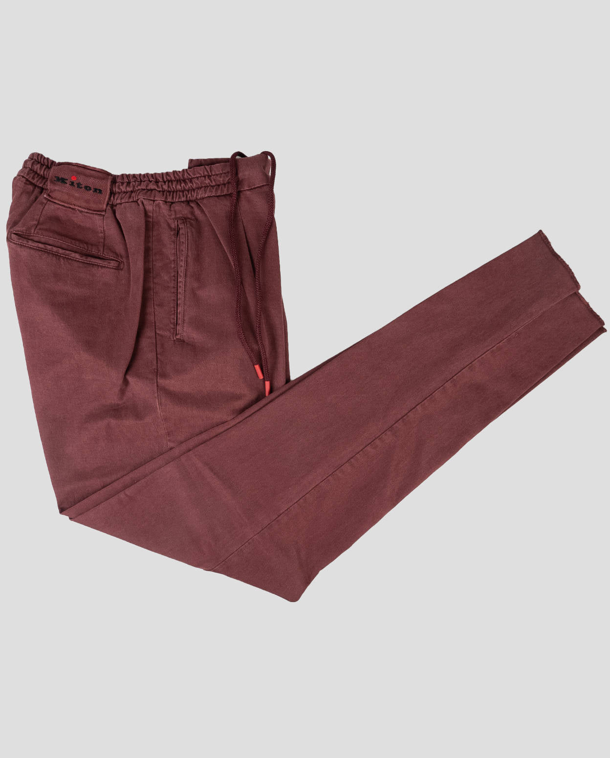 Kiton Burgundy Lyocell Cotton Ea Pantalones