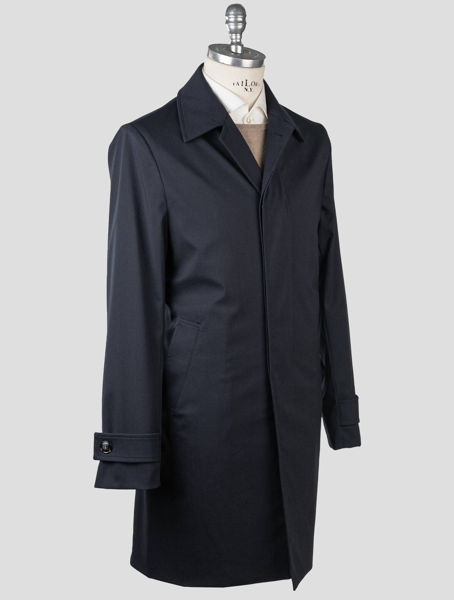 Kiton Dark Blue Virgin Wool Pa Ea Overcoat