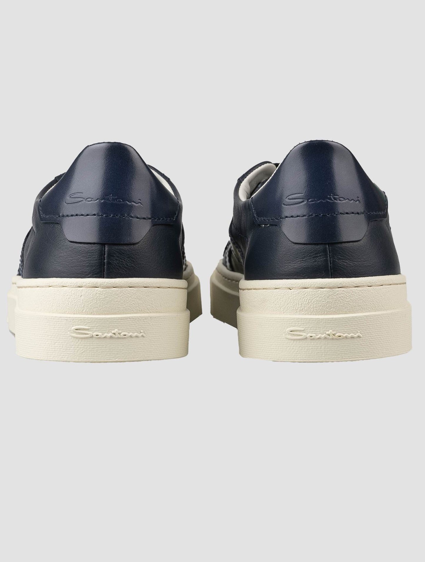 Sneakers en cuir bleu Santoni