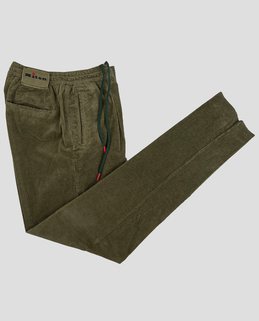 Kiton Green Cotton Cashmere Ea Velvet Pants