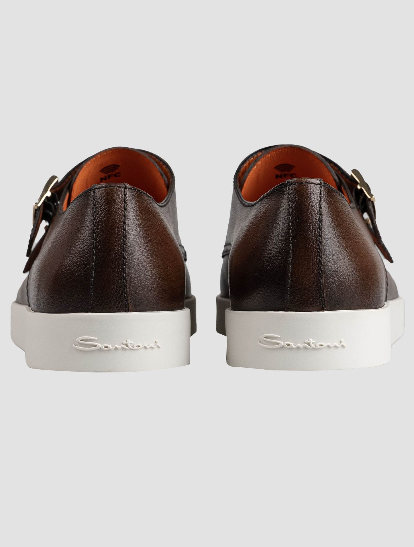 Loafers de couro marrom Santoni
