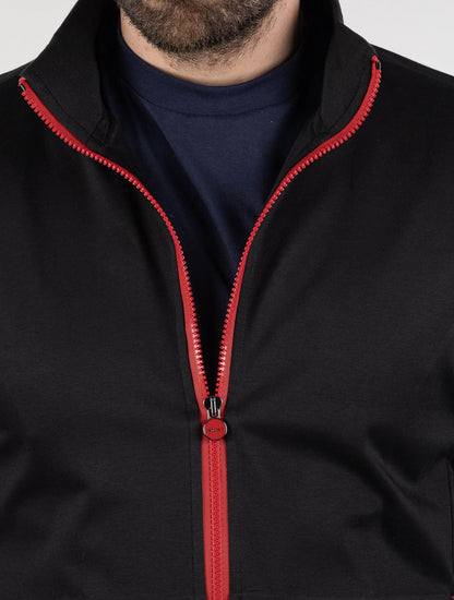 Manteau en coton noir Kiton RED_STITCH