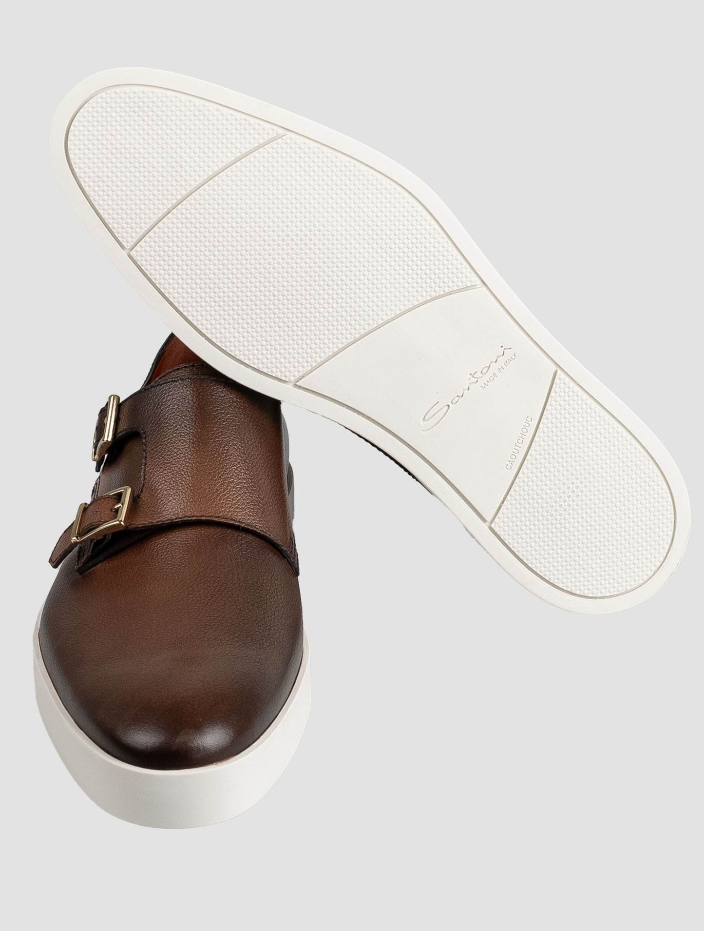 Santoni Brown Leather Loafers
