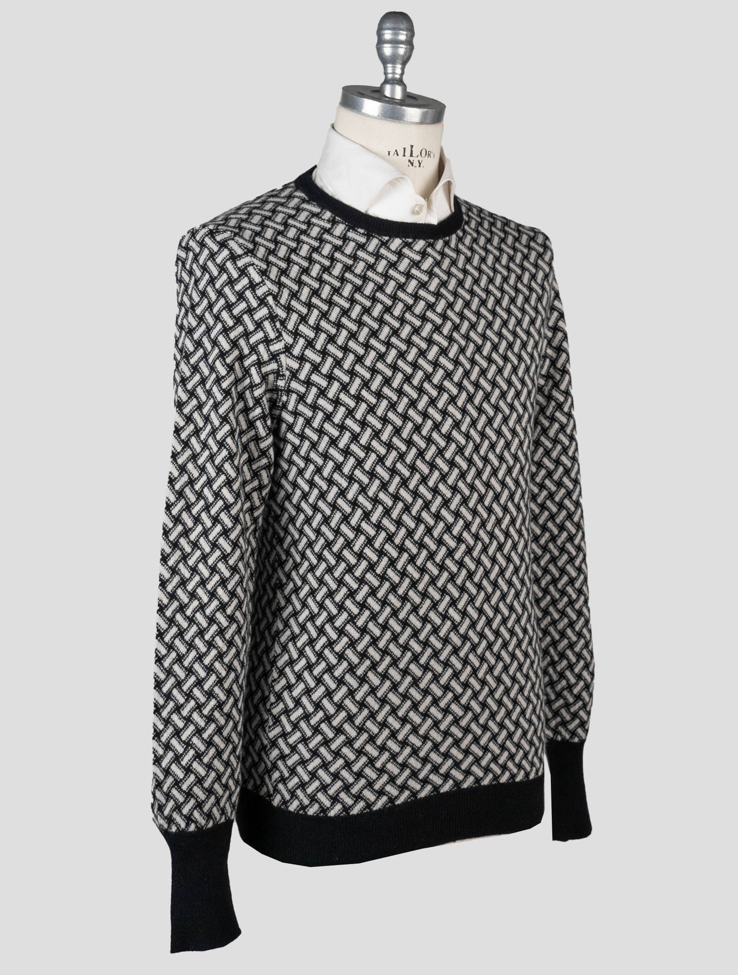 Drumohr Black Gray Cashmere Sweater Crewneck