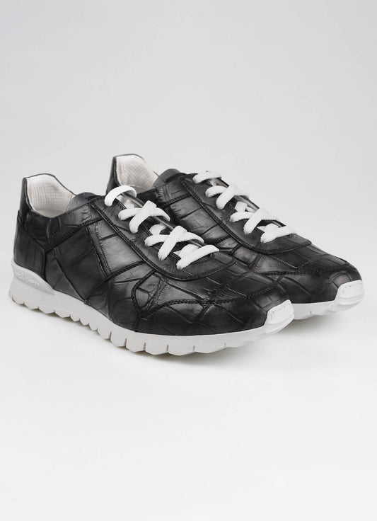 Kiton Dark Gray Leather Crocodile Sneakers