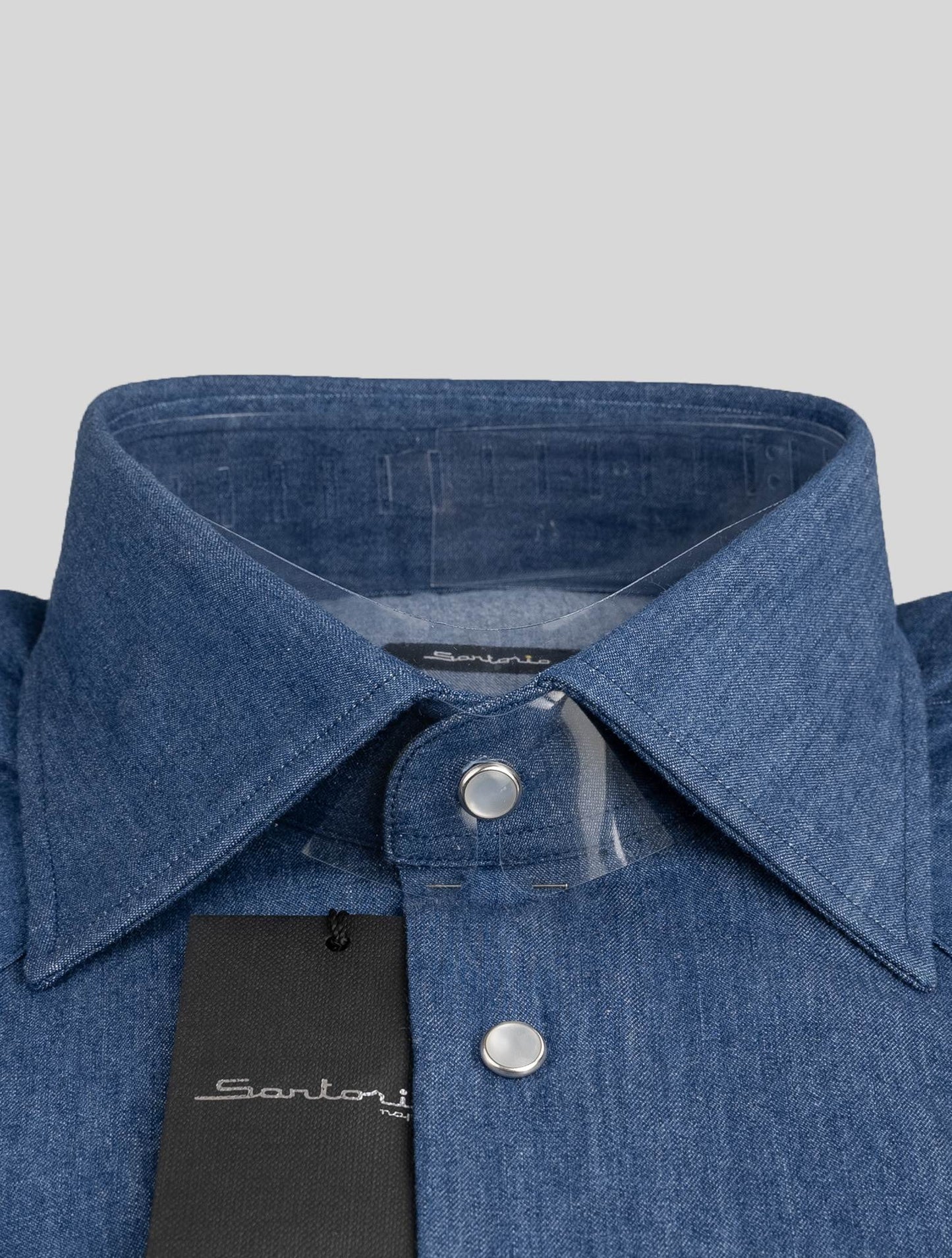 Sartorio Napoli Blue Cotton Denim Shirt