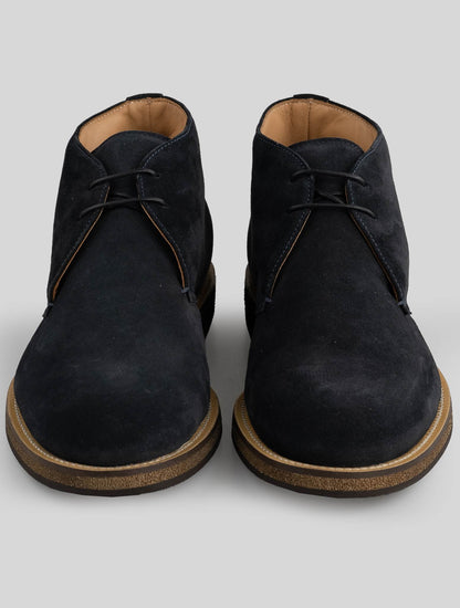 Kiton blue leather suede boots