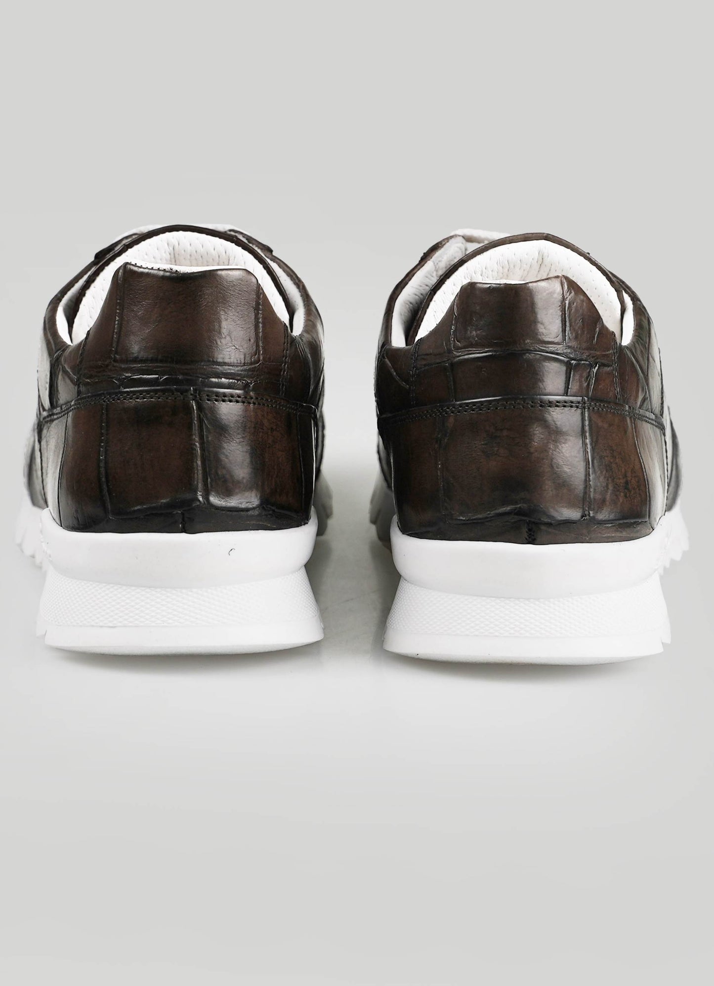 Kiton mørkebrun læder krokodille sneakers