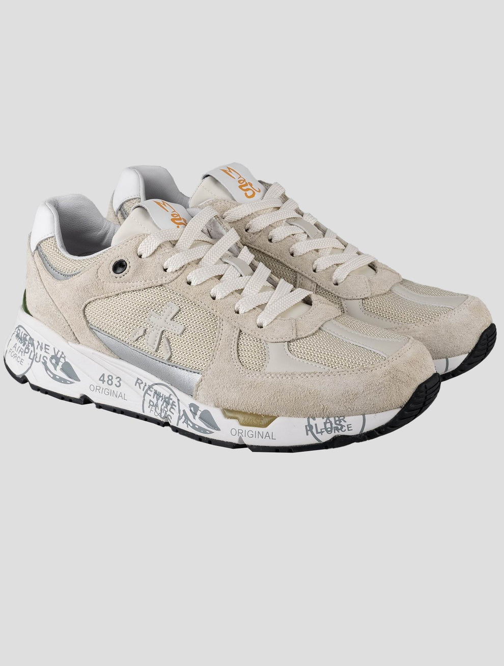 Premiata Mase Beige Leather Sneakers