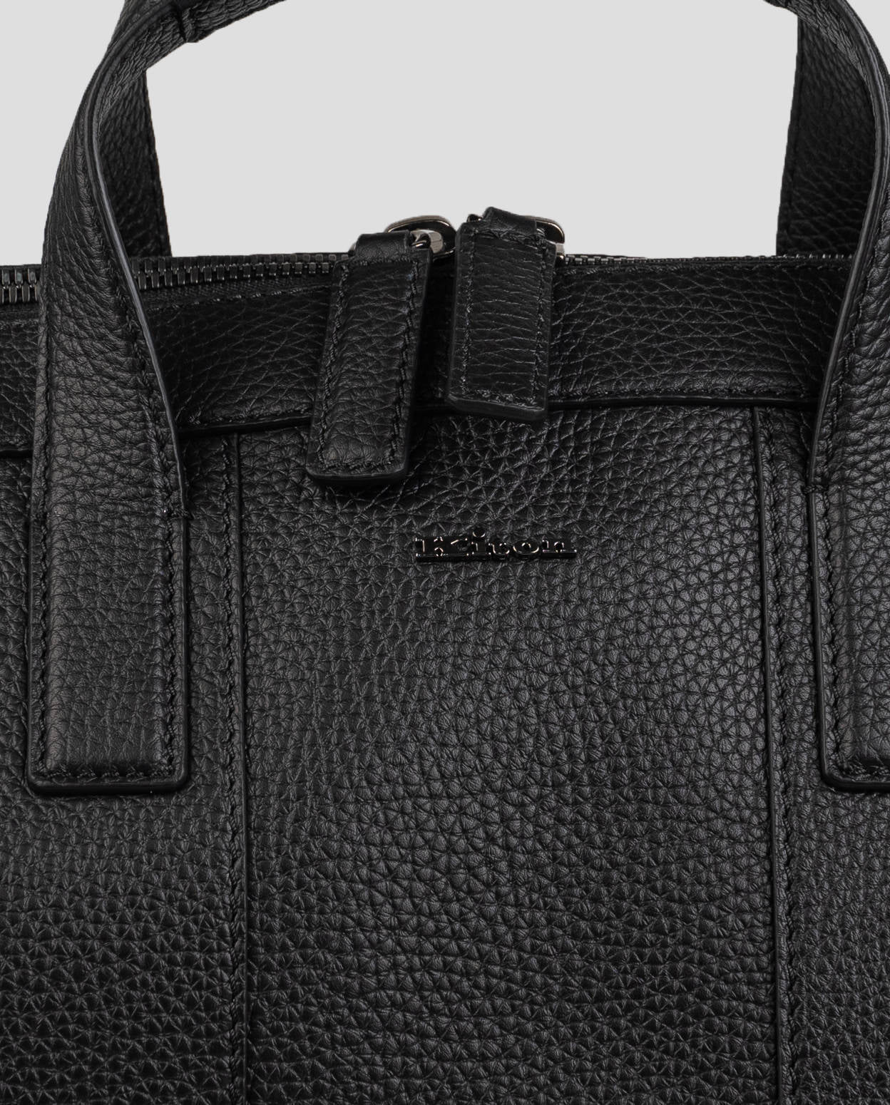 Kiton Black Leather Travel Bag