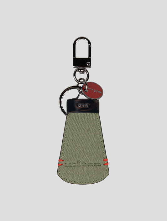 Kiton Green Leather Keychain