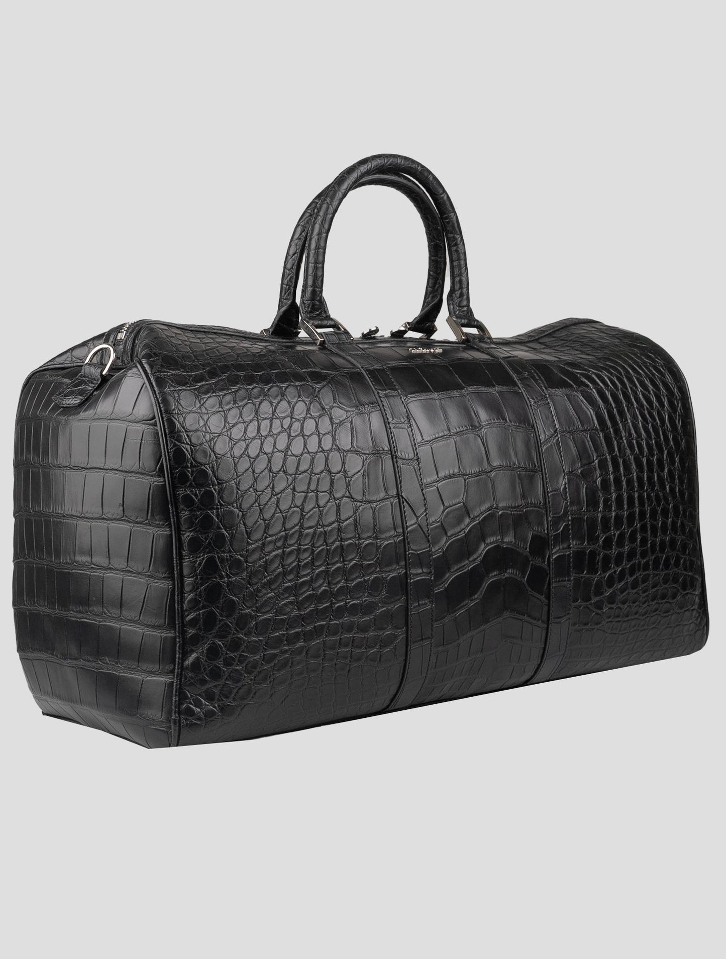 Kiton Black Leather Crocodile Travel Bag