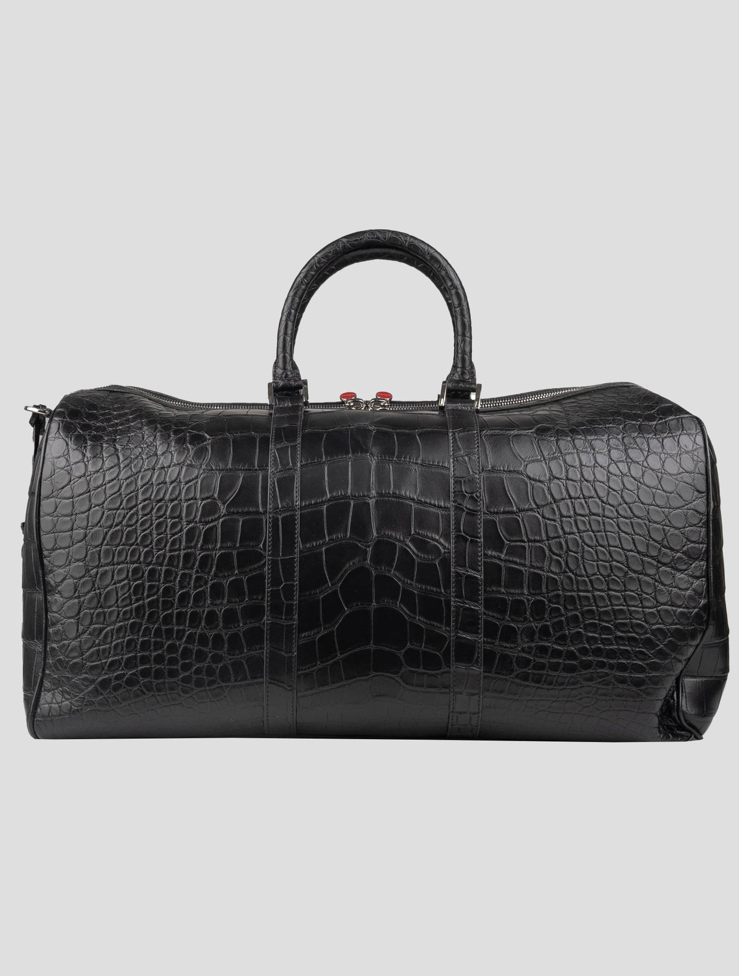 Kiton Black Leather Crocodile Travel Bag