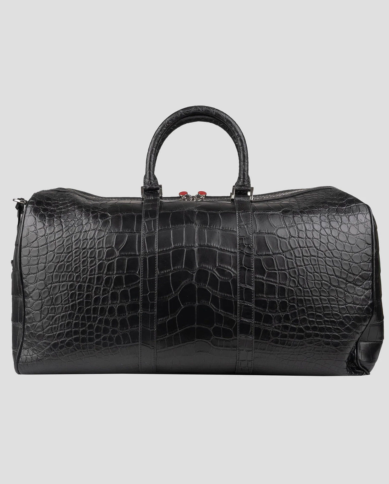 Kiton Black Leather Crocodile Travel Bag 2Men