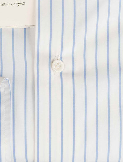 Luigi borrelli zilā balta kokvilnas krekls