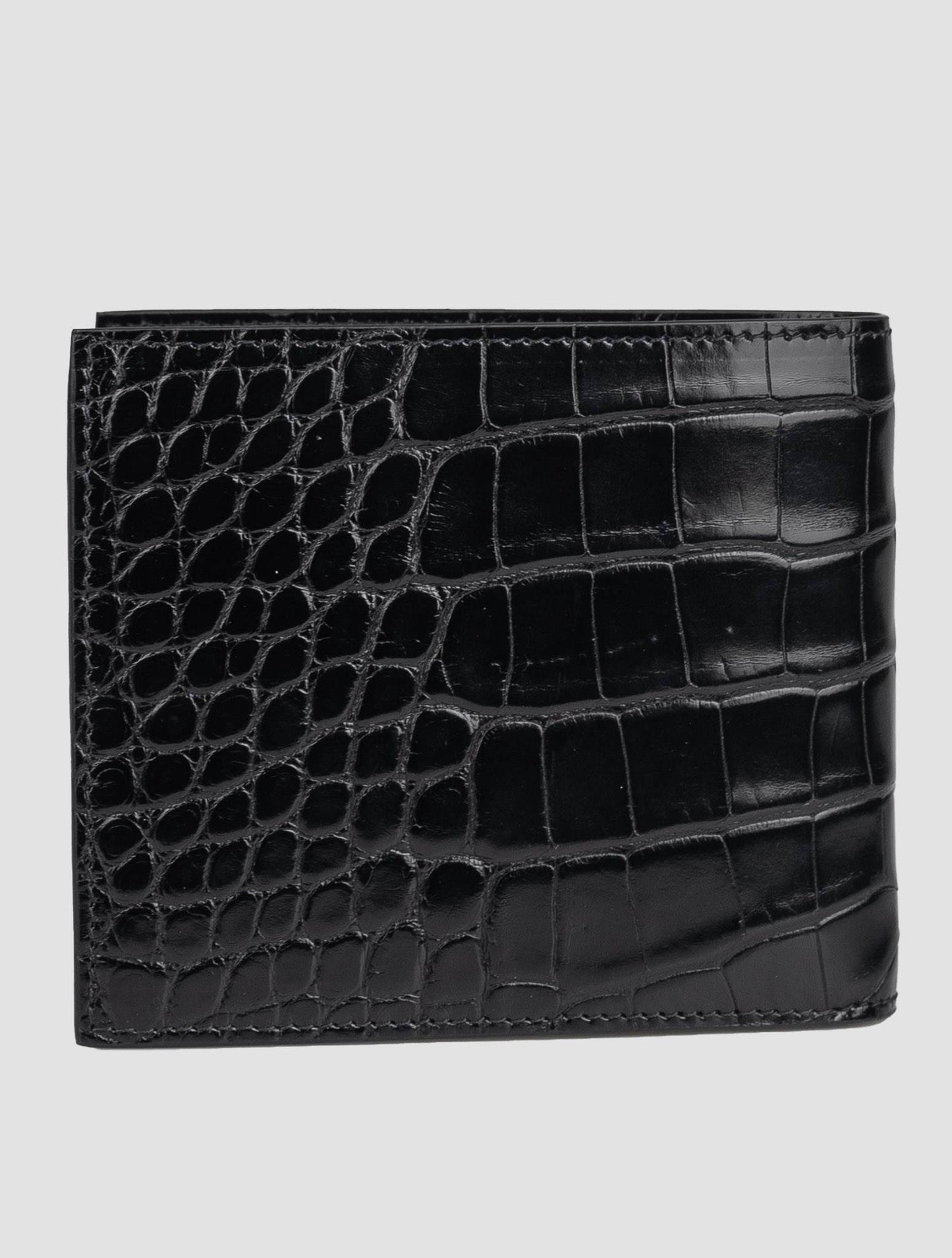 Kiton Svart läderkrokodil plånbok för krokodile