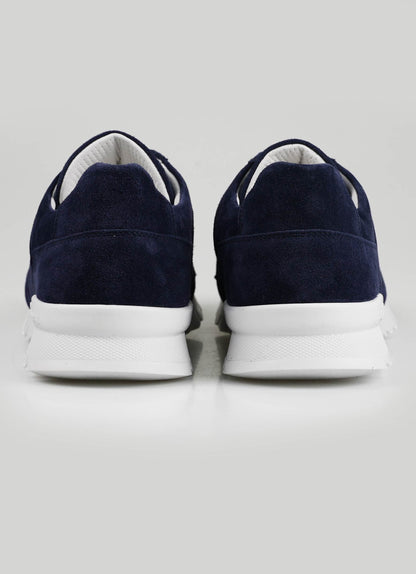 Kiton blue leather suede sneakers
