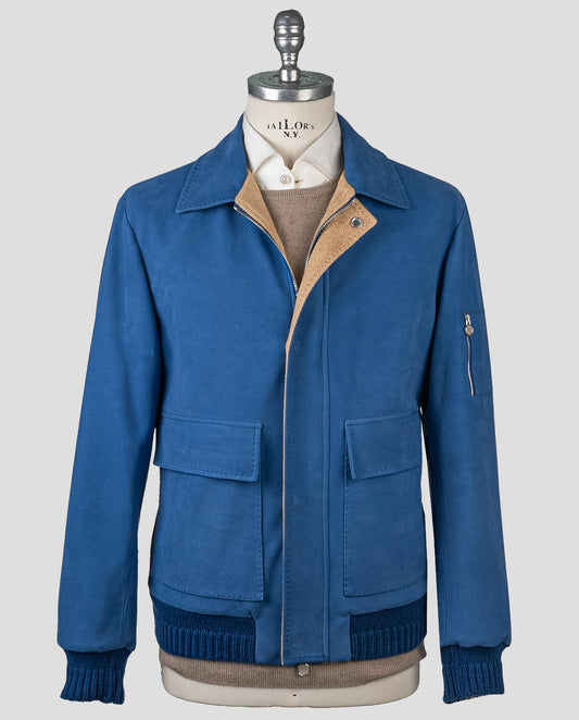 Kiton-Manteau en cachemire bleu en daim Vicuna Pérou