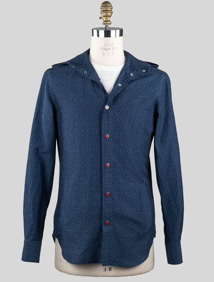 Kiton Blaues Baumwoll-Leinen-Sweatshirt Mariano