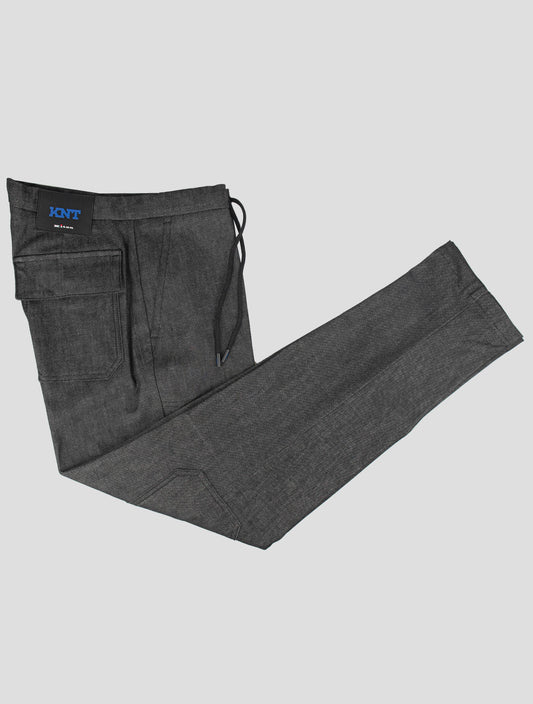 KNT Kiton Black Cotton Cashmere Cargo Pants