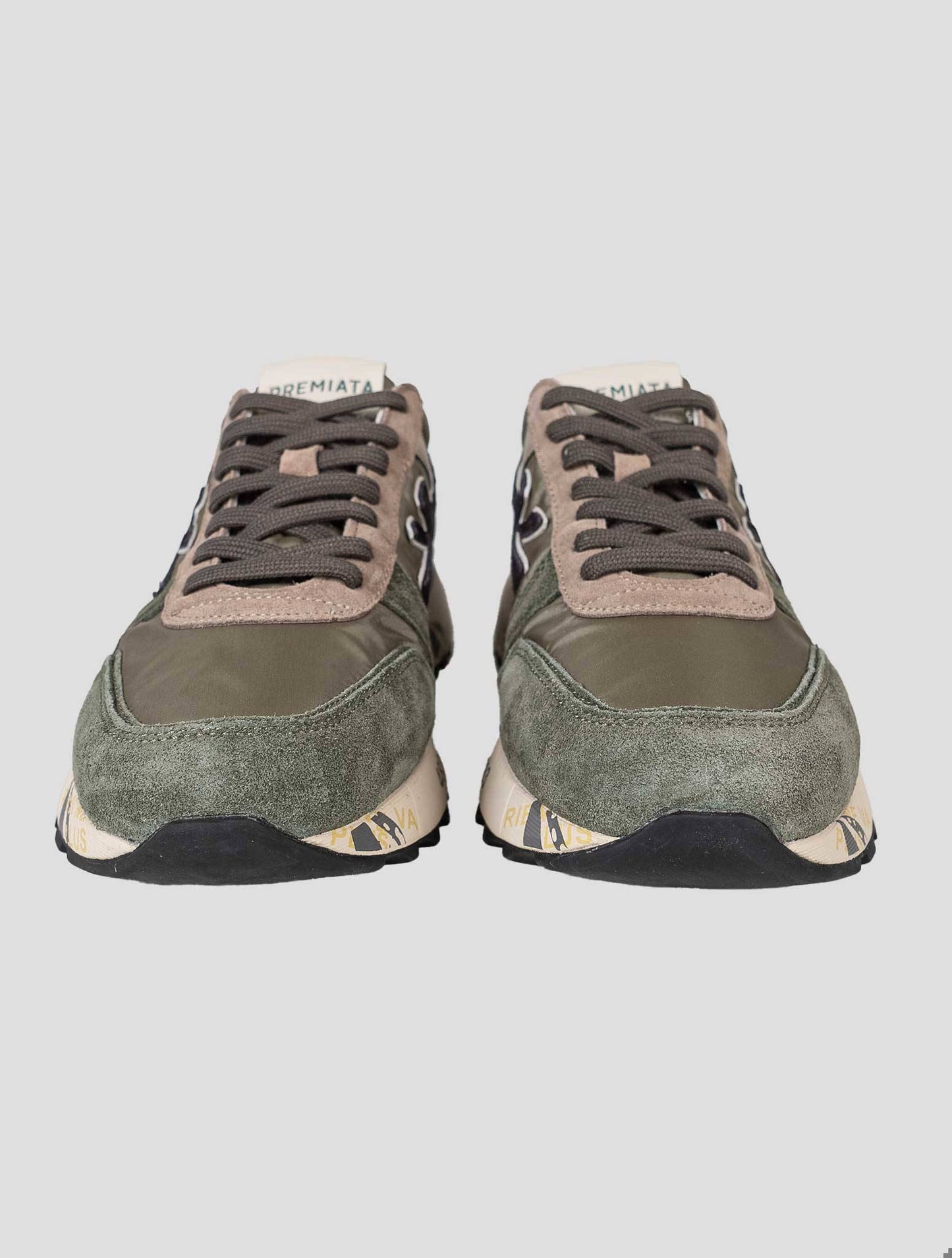 Premiata Green Brown Pa Leather Suede Pu Sneakers