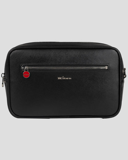 Bolsa de cuero negro Kiton