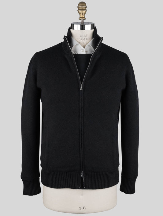 Barba Napoli Black Cashmere Faux Fur Pl Sweater Coat