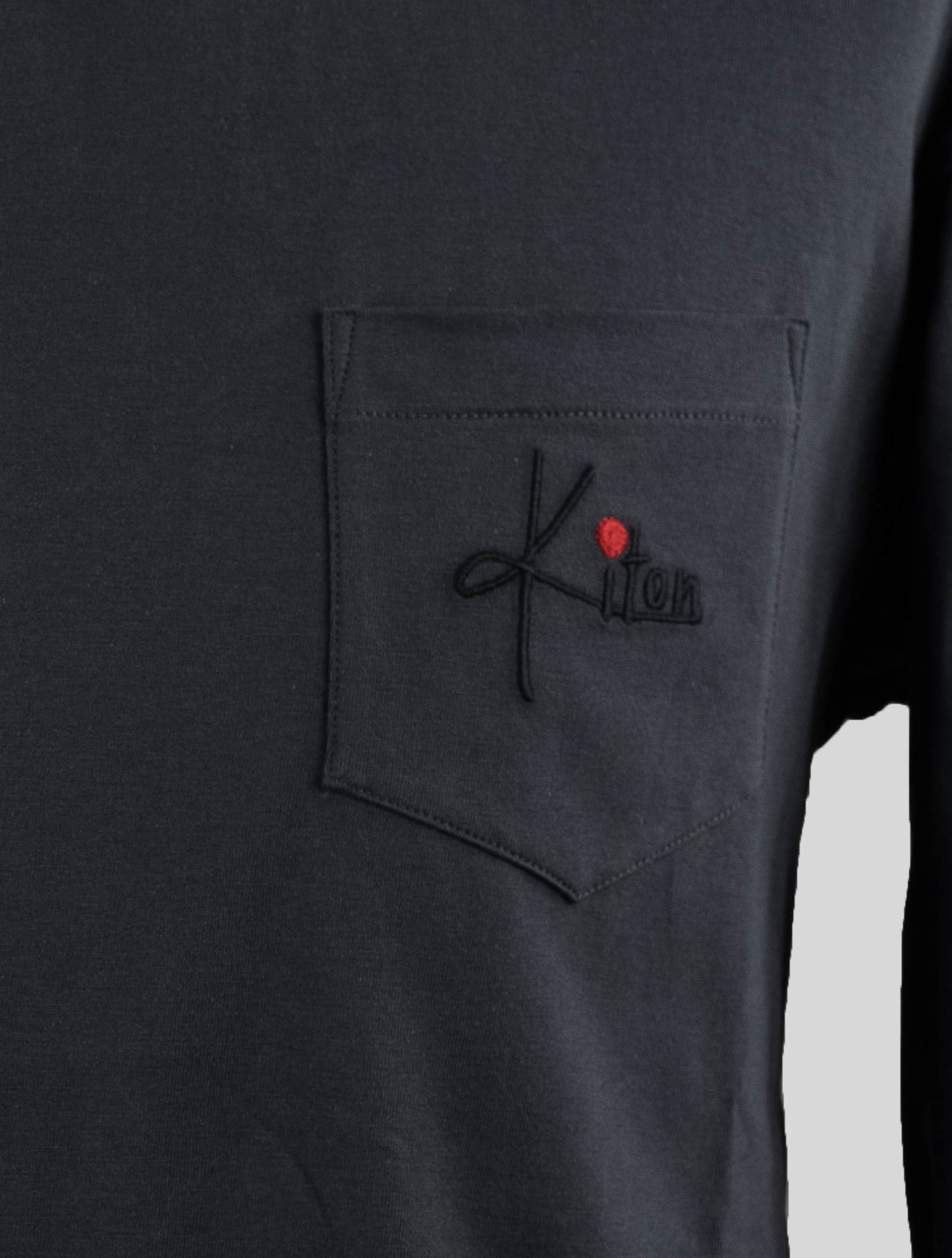 Kiton Gray Cotton Long Sleeve T-Shirt