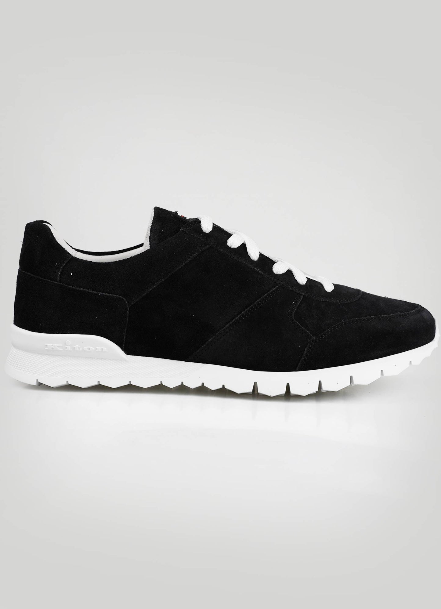 Kiton Black Leather Suede Sneakers