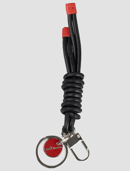 Kiton Black Leather Keychain
