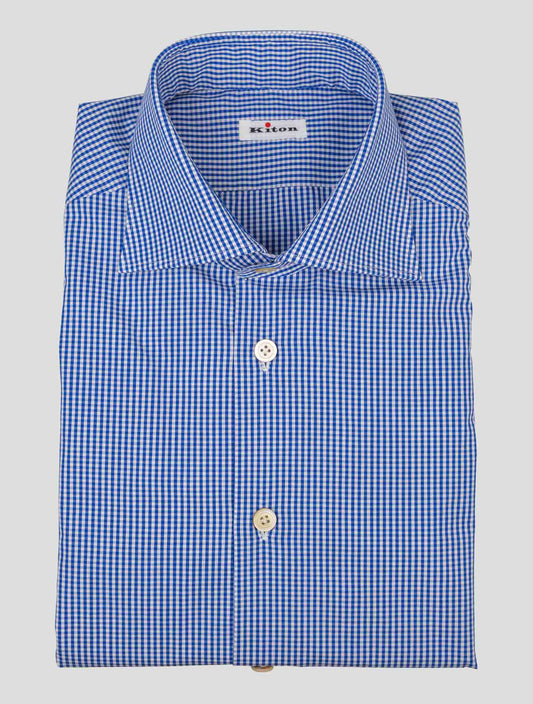 Kiton Blue White Cotton Shirt