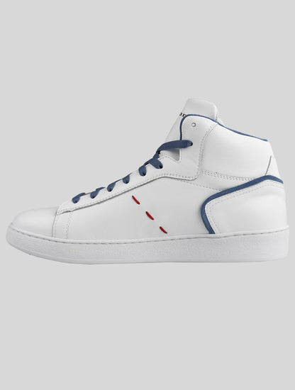 Kiton White Light Blue Leather Sneakers