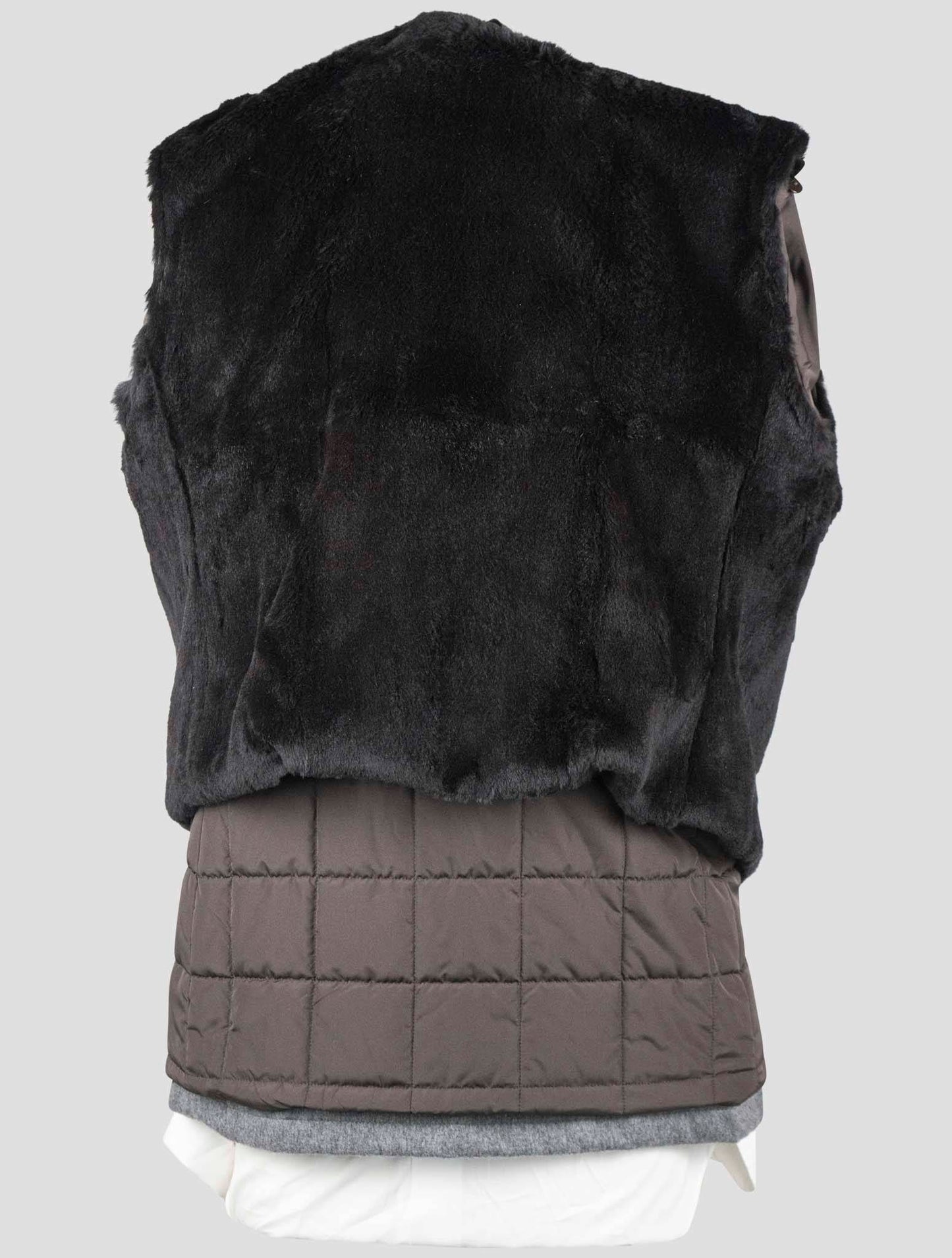 Barba Napoli Gray Virgin Wool Cashmere with Lapin Fur Overcoat