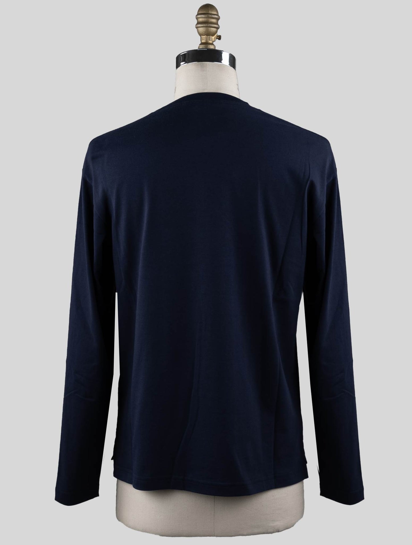 Kiton zilā kokvilnas t-krekls ar garām piedurknēm