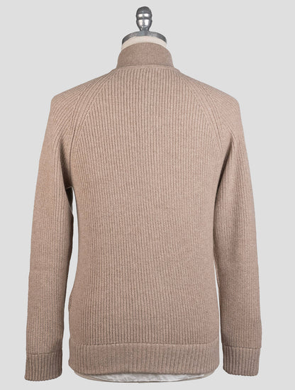 Isaia Beige Cashmere Sweater Bomber