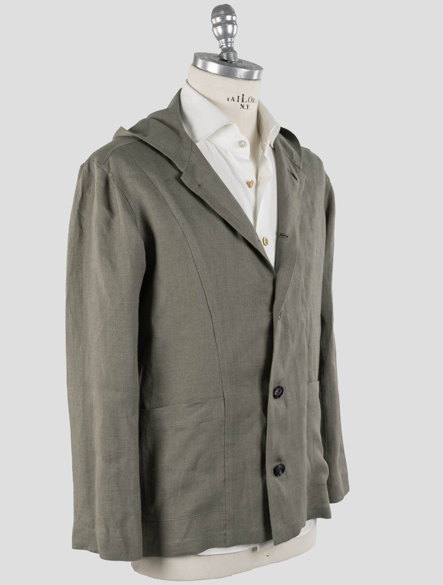 Kiton Green Linen Coat