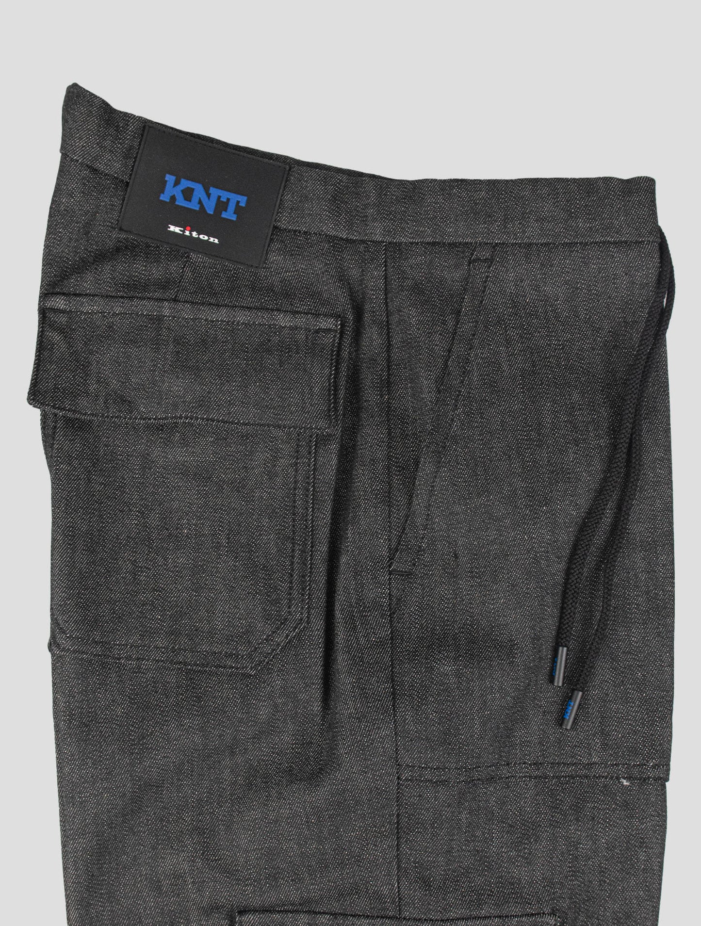 KNT Kiton Black Cotton Cashmere Ea Cargo Pants