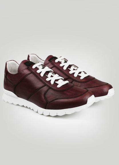 Kiton Burgundy Leather Sneakers
