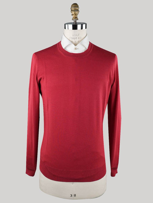 Brunello Cucinelli Jersey rojo de cachemir de lana virgen con cuello redondo