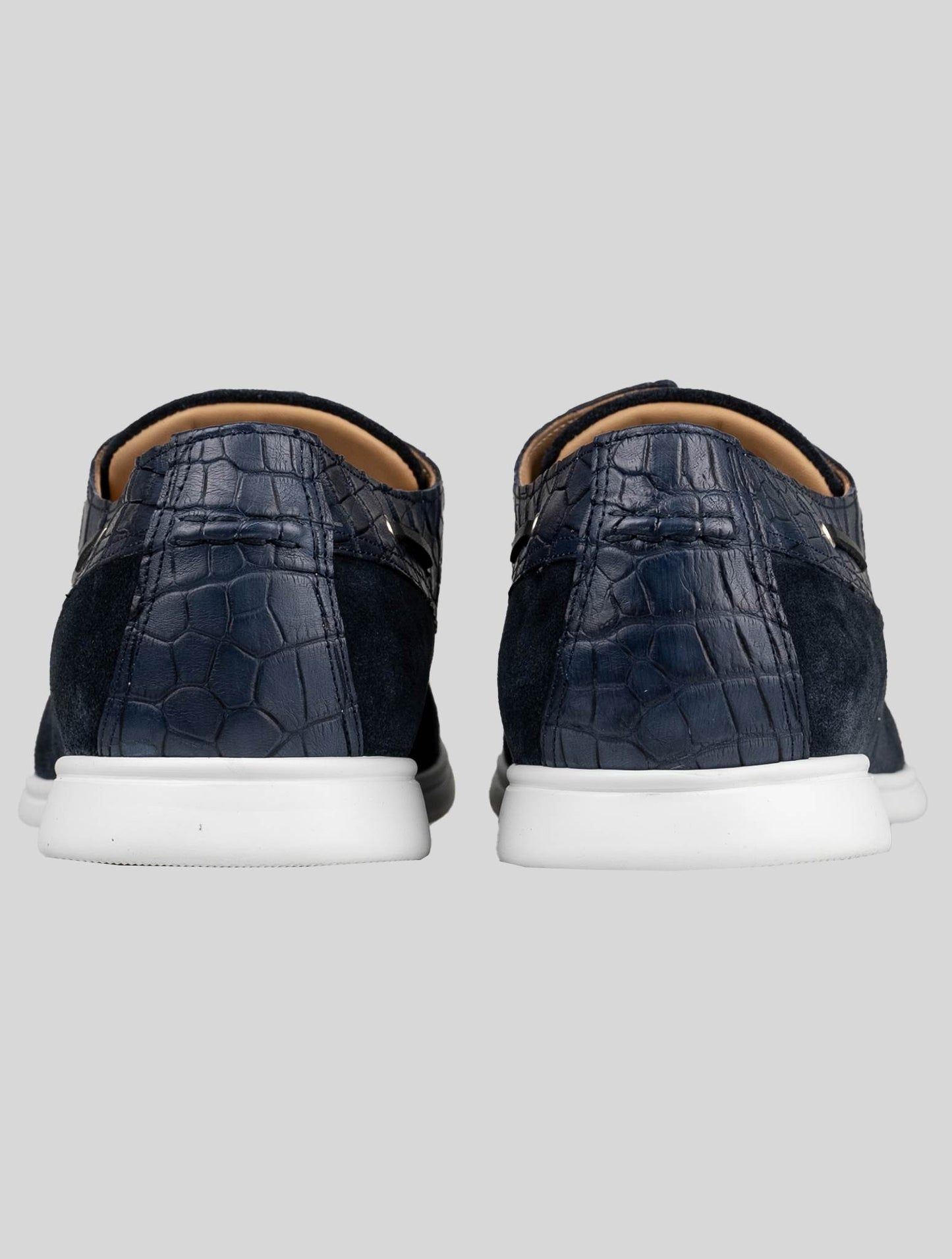 Kiton Blue Leather Suede Leather Crocodie Sneakers Shoes