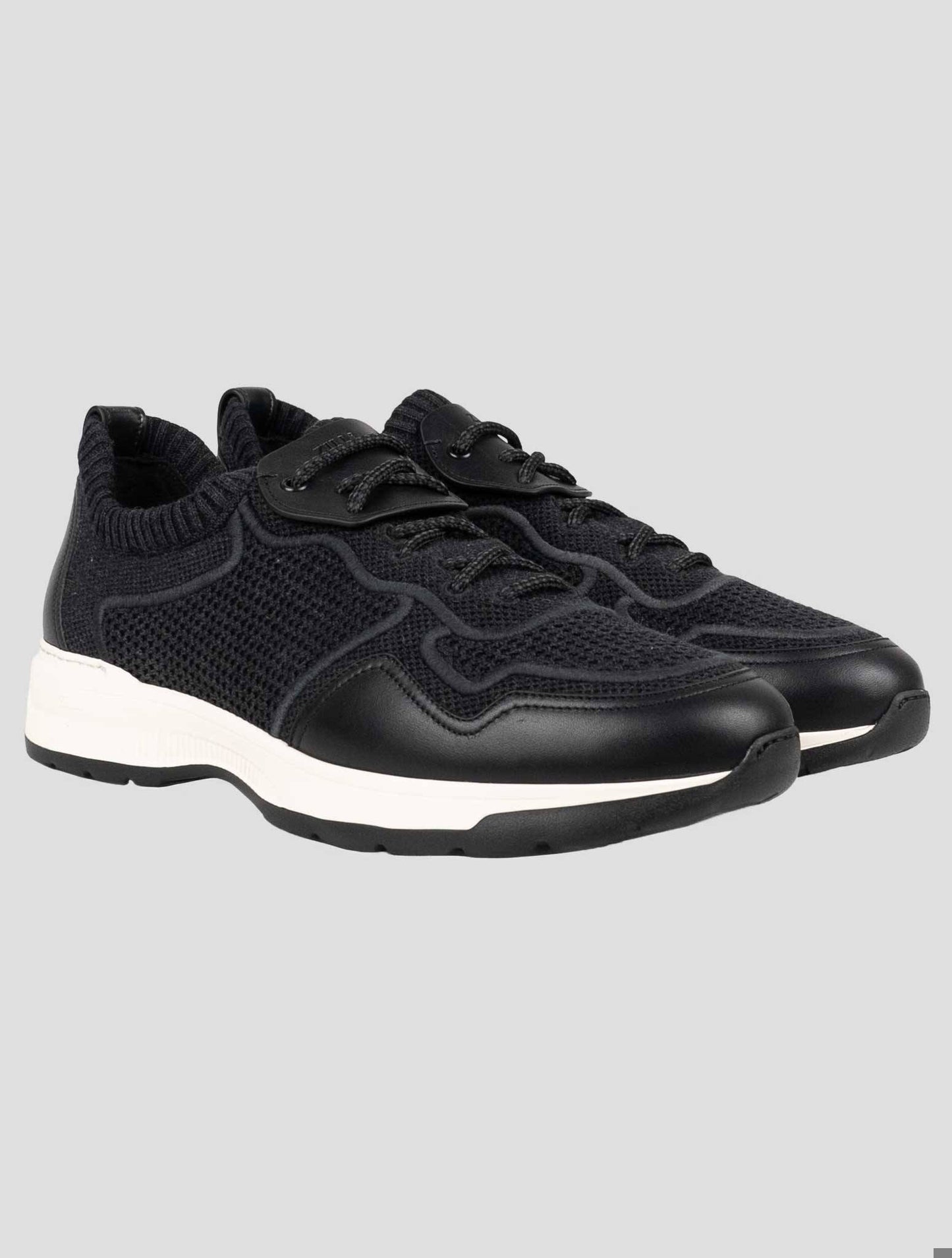 Zilli Black Cotton Leather Sneakers