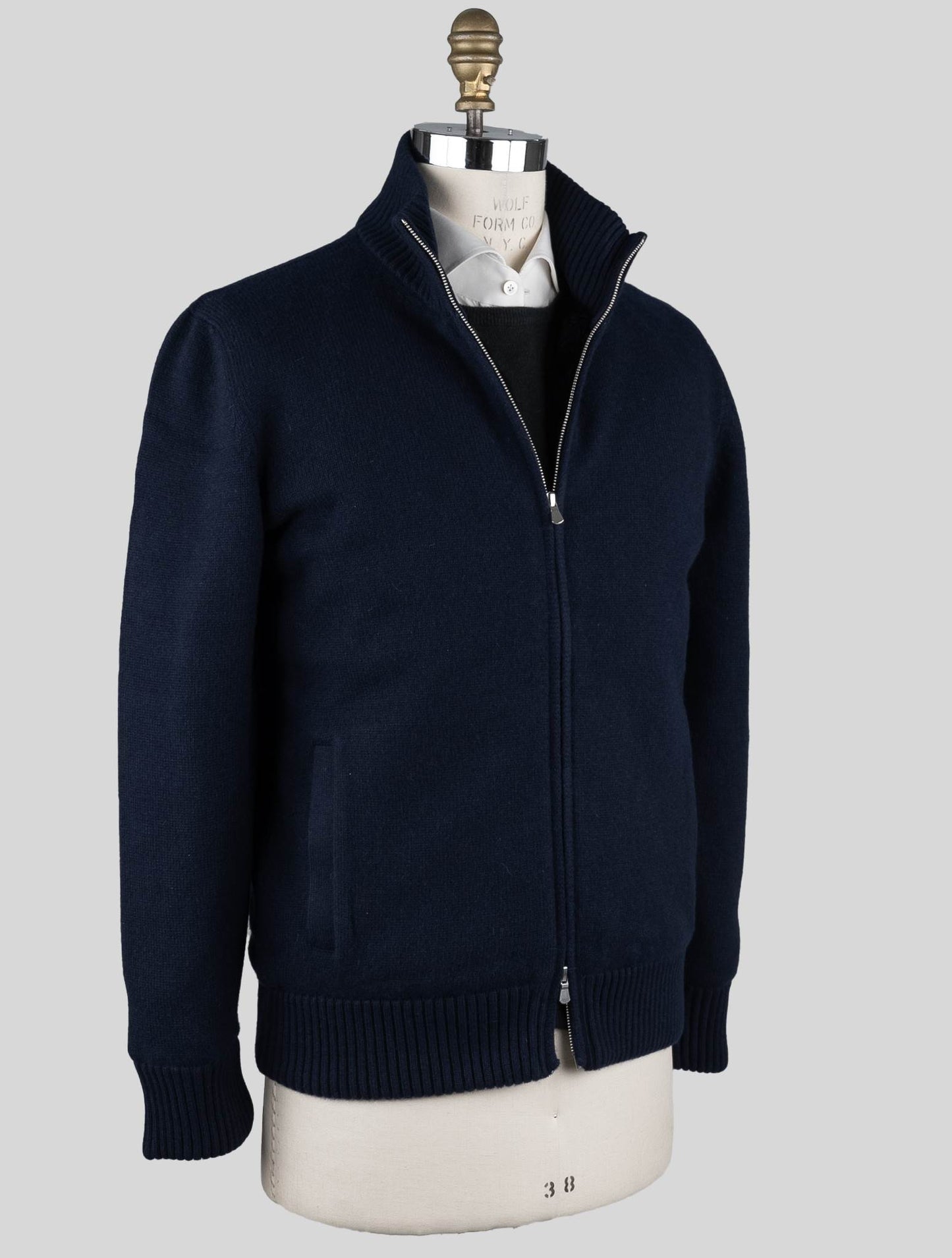 Barba Napoli Blue Cashmere Faux Fur Pl Sweater Coat