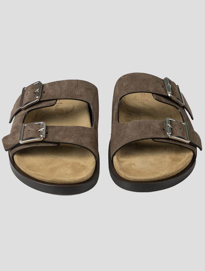 Sandalias de cuero marrón claro de Kiton