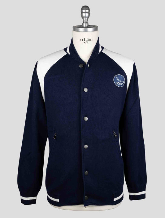 KNT Kiton Blue White Cotton Coat